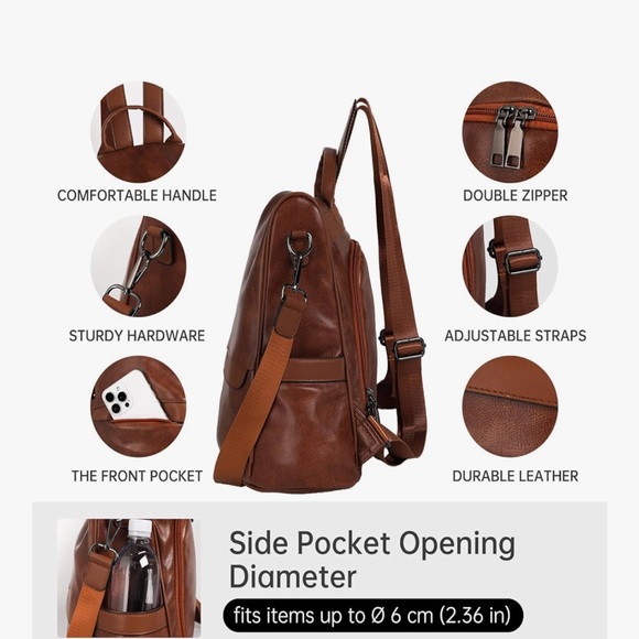 {preloved} Faux Brown Leather Backpack - Picture 11 of 12